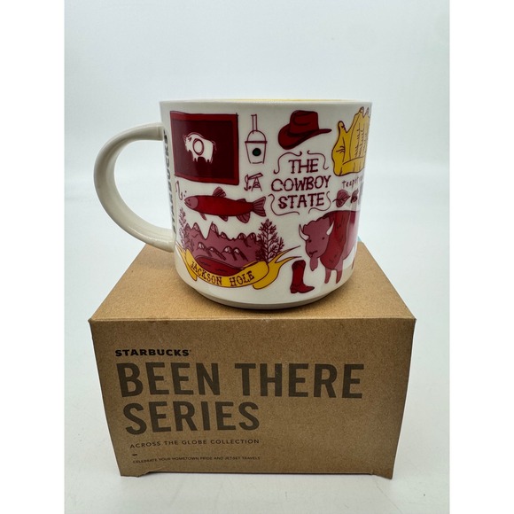 Starbucks Been There Series Wyoming Mug Yellowstone National Park Bison Cowboy - Picture 3 of 5